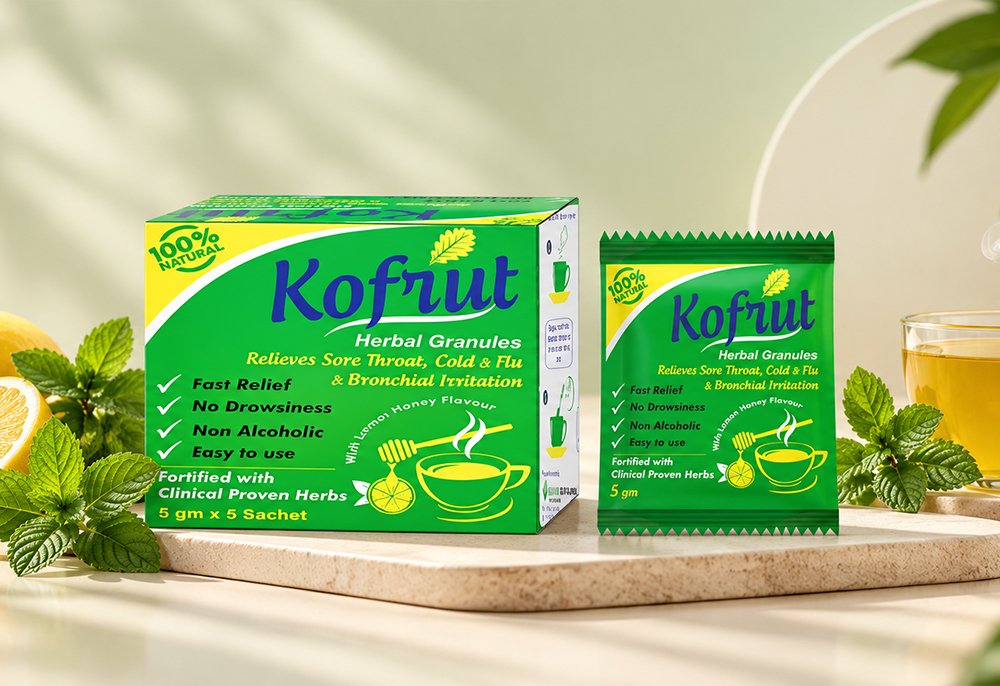 Kofrut herbal granules box and sachet