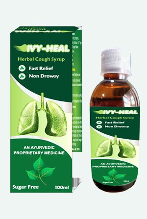 Ivy-Heal herbal cough syrup box and bottle